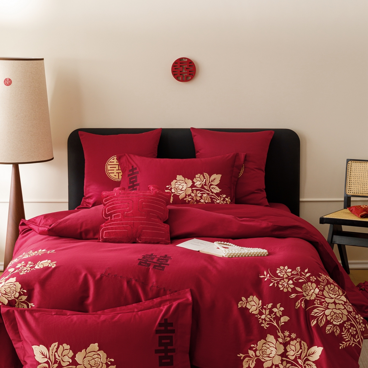 91家纺网 家纺一手货源 找家纺 甜咪咪婚庆 2026新品婚庆50s长绒棉全棉纯棉床单床盖款结婚四件套多件套 永恒爱恋
