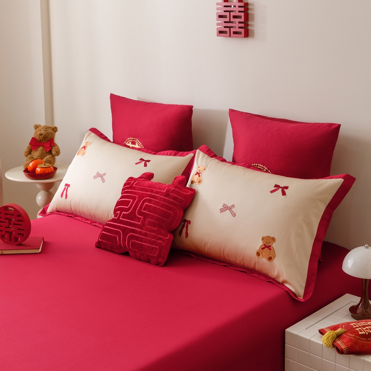 91家纺网 家纺一手货源 找家纺 甜咪咪婚庆 2026新品婚庆50s长绒棉全棉纯棉床单床盖款结婚四件套多件套 幸福约定