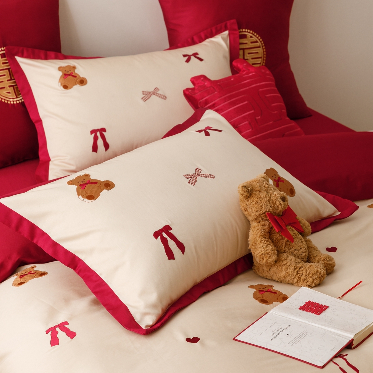 91家纺网 家纺一手货源 找家纺 甜咪咪婚庆 2026新品婚庆50s长绒棉全棉纯棉床单床盖款结婚四件套多件套 幸福约定