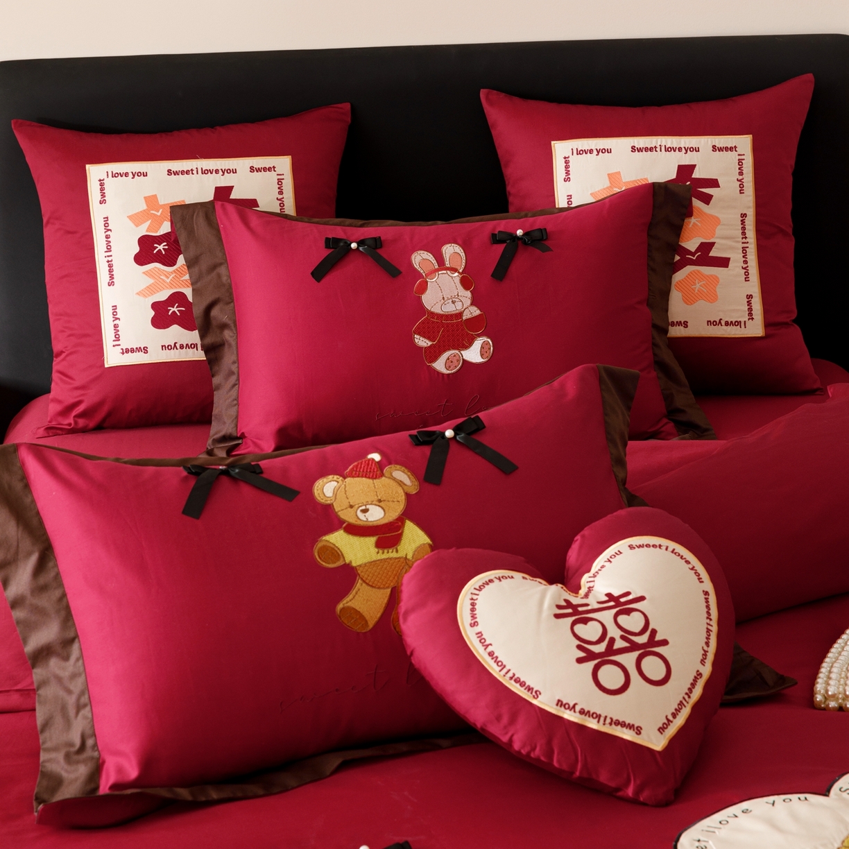 91家纺网 家纺一手货源 找家纺 甜咪咪婚庆 2026新品婚庆50s长绒棉全棉纯棉床单床盖款结婚四件套多件套 童梦情缘