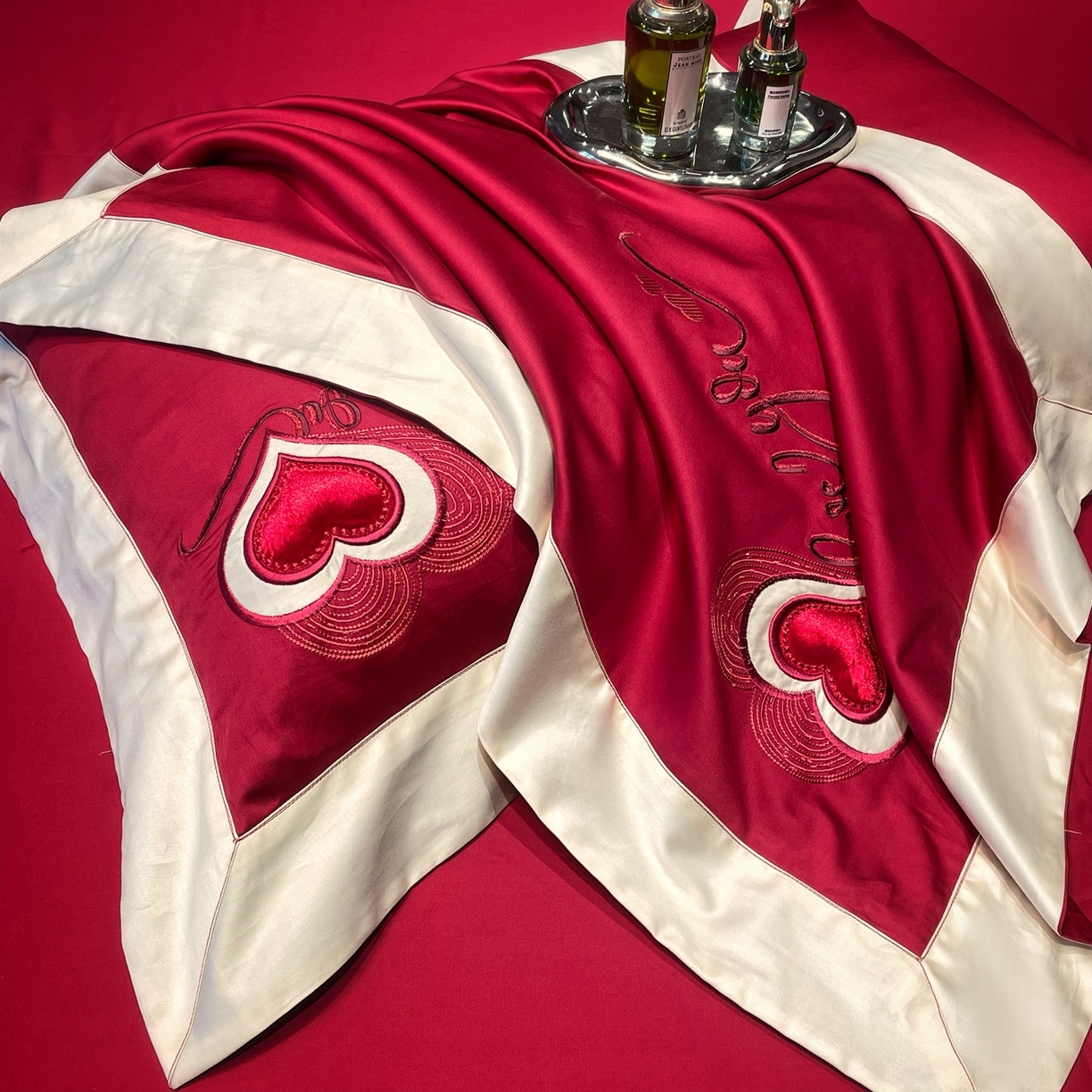 91家纺网 家纺一手货源 找家纺 甜咪咪婚庆 2026新品婚庆50s长绒棉全棉纯棉床单床盖款结婚四件套多件套 我爱你