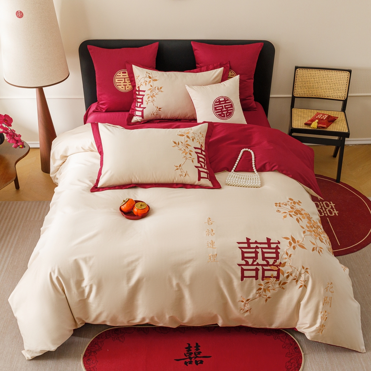 91家纺网 家纺一手货源 找家纺 甜咪咪婚庆 2026新品婚庆50s长绒棉全棉纯棉床单床盖款结婚四件套多件套 十里红妆