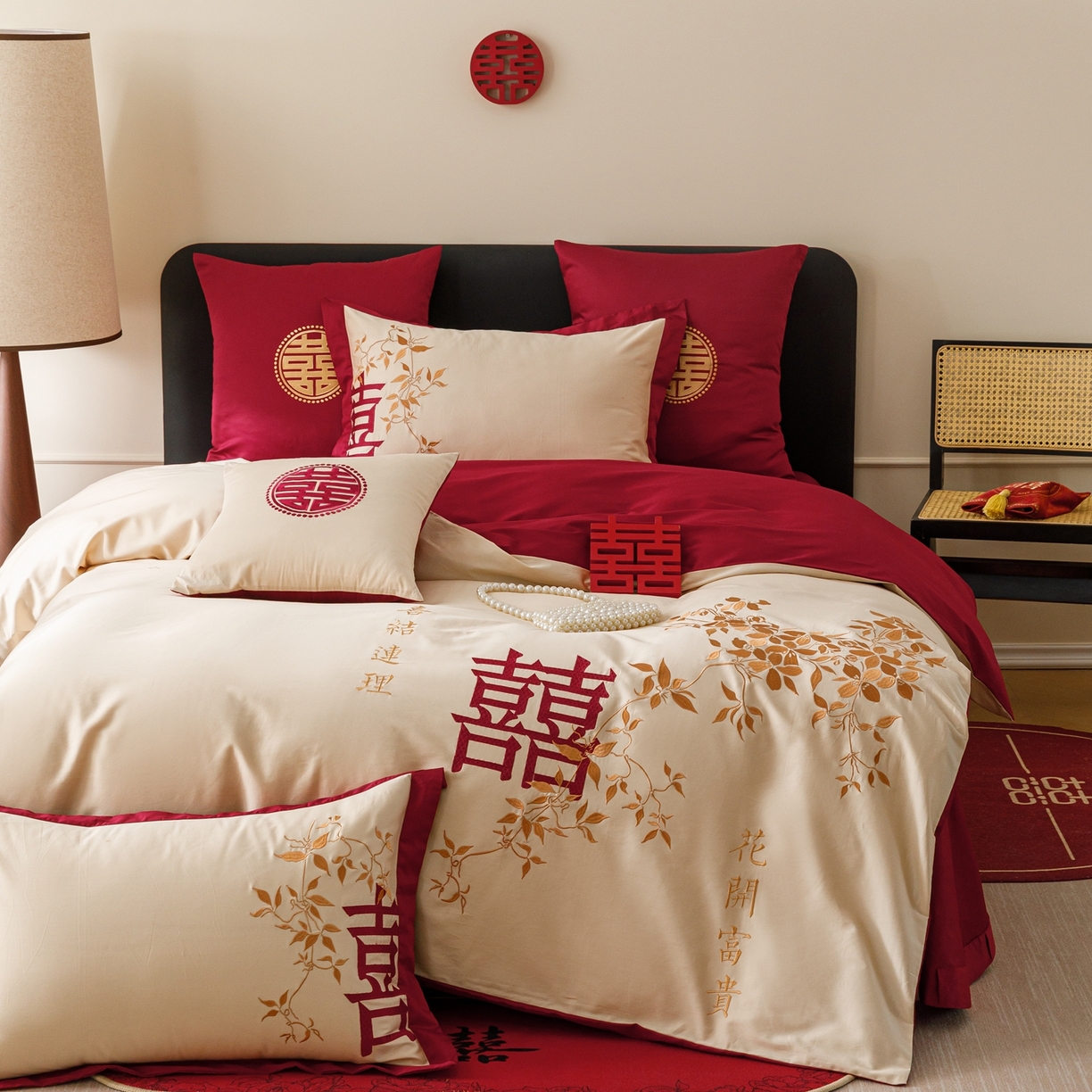 91家纺网 家纺一手货源 找家纺 甜咪咪婚庆 2026新品婚庆50s长绒棉全棉纯棉床单床盖款结婚四件套多件套 十里红妆