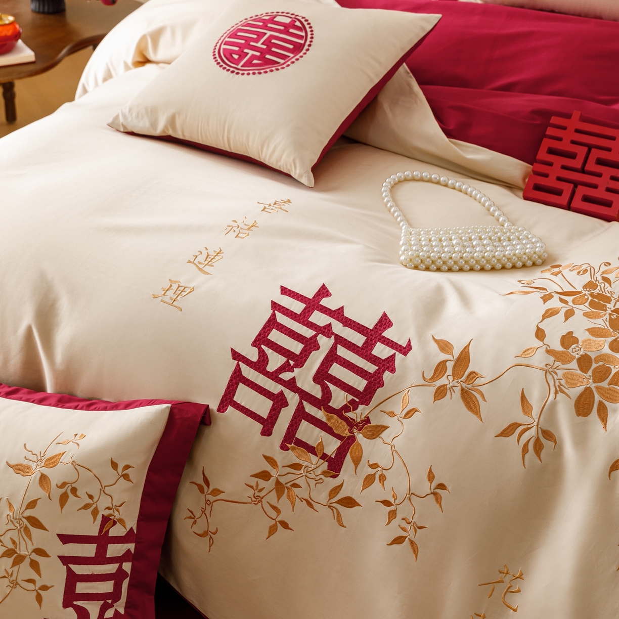 91家纺网 家纺一手货源 找家纺 甜咪咪婚庆 2026新品婚庆50s长绒棉全棉纯棉床单床盖款结婚四件套多件套 十里红妆