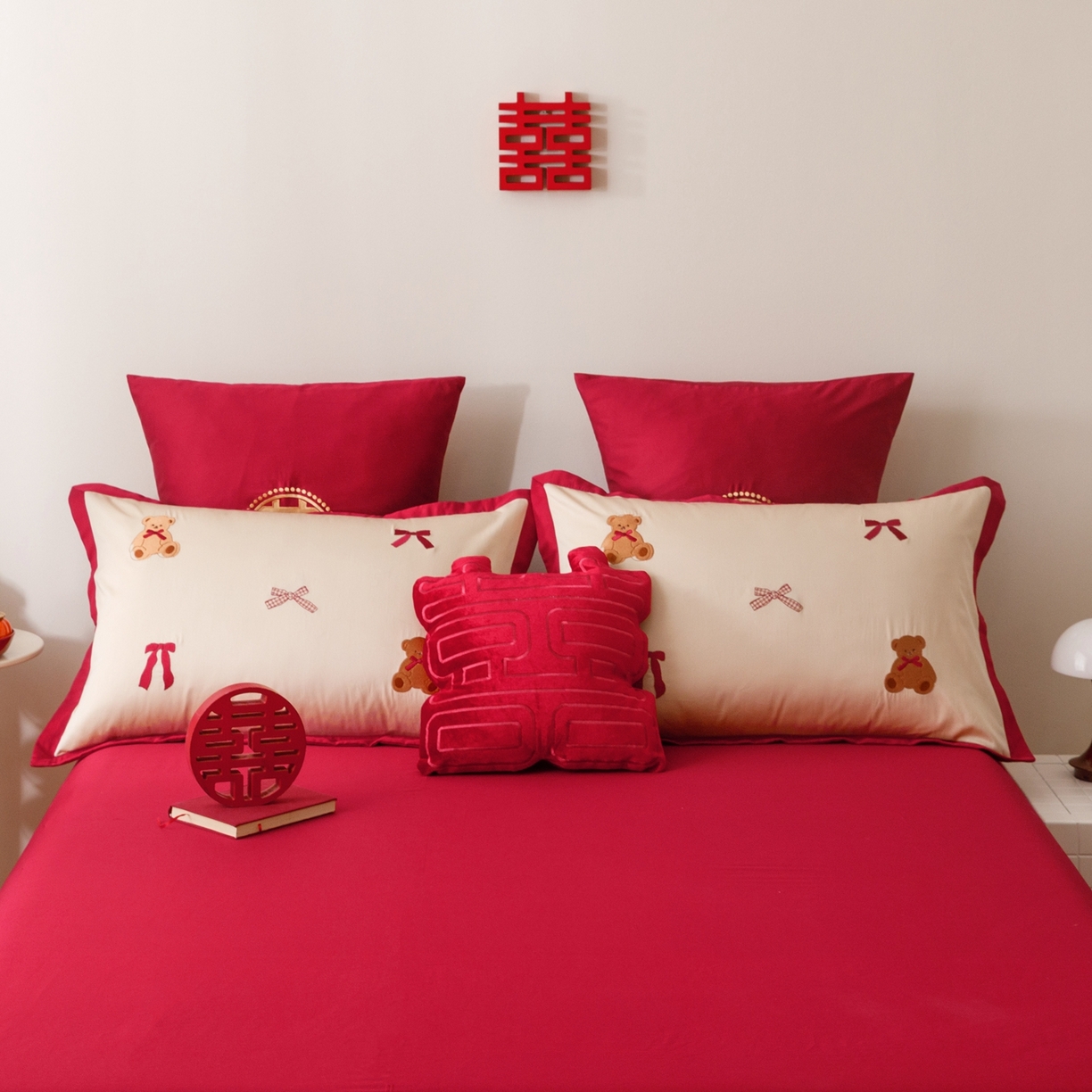 91家纺网 家纺一手货源 找家纺 甜咪咪婚庆 2026新品婚庆50s长绒棉全棉纯棉床单床盖款结婚四件套多件套 幸福约定