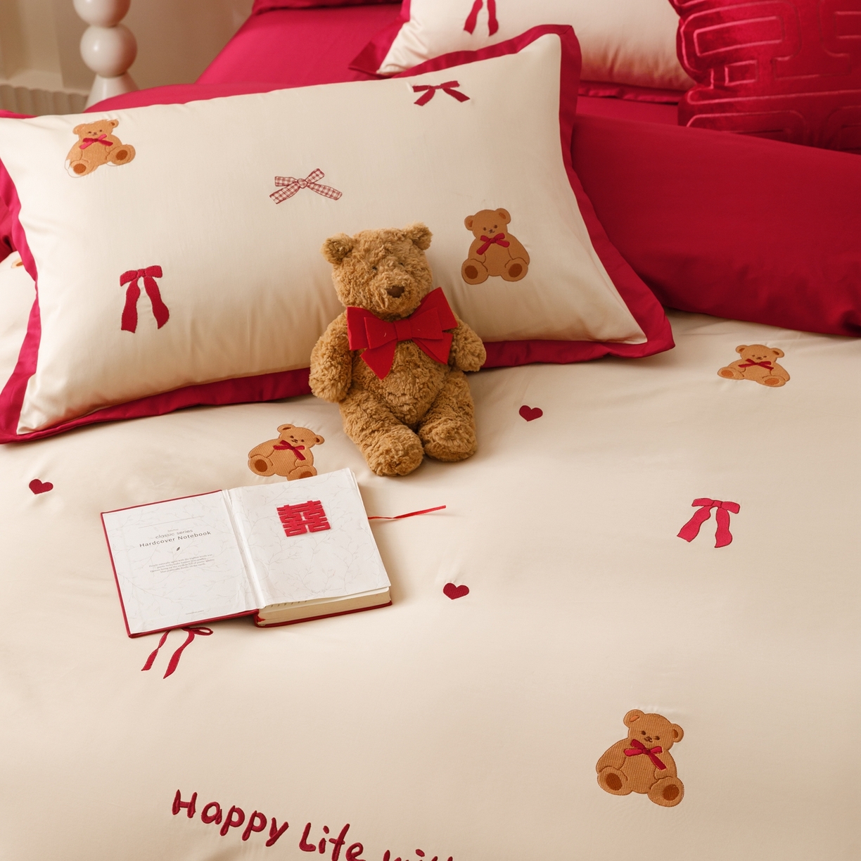 91家纺网 家纺一手货源 找家纺 甜咪咪婚庆 2026新品婚庆50s长绒棉全棉纯棉床单床盖款结婚四件套多件套 幸福约定