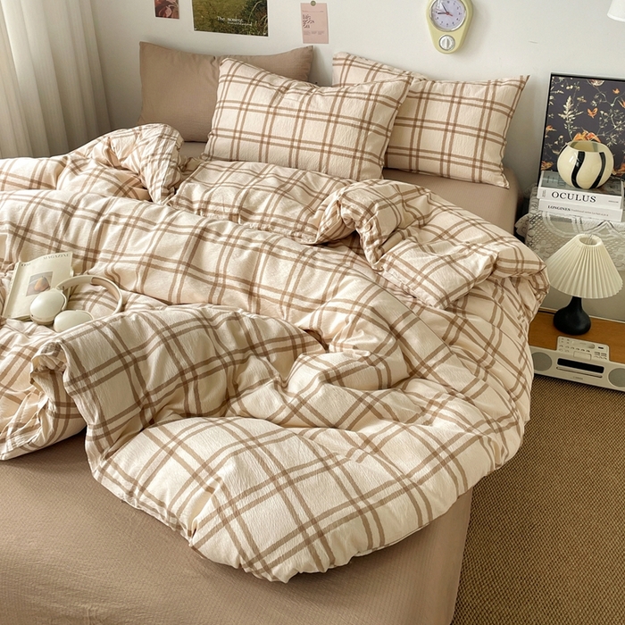 91家纺网 家纺一手货源 找家纺 （总）海岛哥哥 2026新款双层纱格条系列四件套