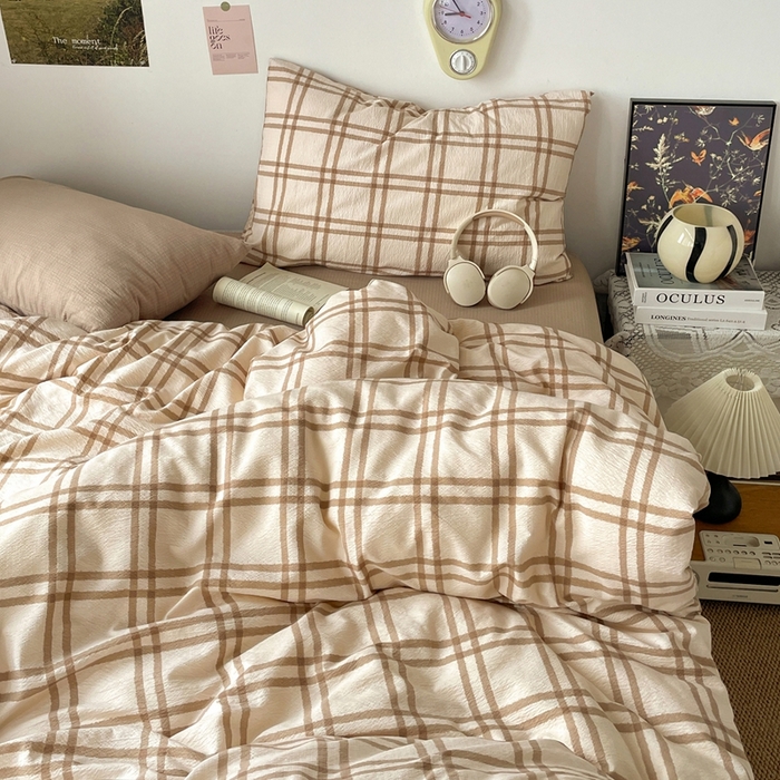 91家纺网 家纺一手货源 找家纺 （总）海岛哥哥 2026新款双层纱格条系列四件套