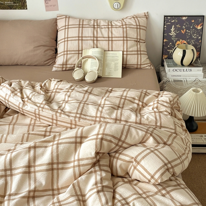 91家纺网 家纺一手货源 找家纺 （总）海岛哥哥 2026新款双层纱格条系列四件套