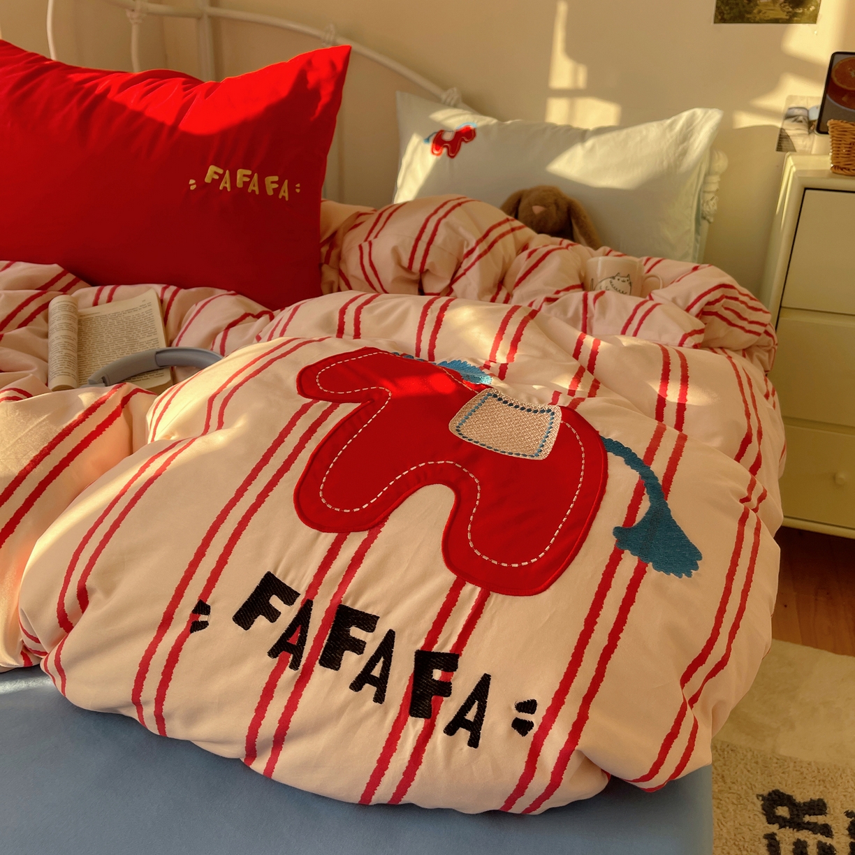 91家纺网 家纺一手货源 找家纺 （总） 轻奢坊 2026新年款水洗棉贴布绣四件套-旺福