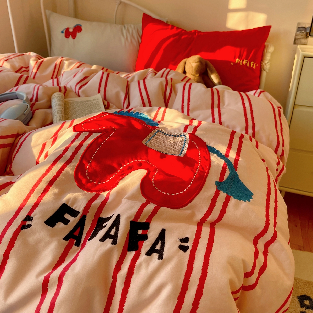 91家纺网 家纺一手货源 找家纺 （总） 轻奢坊 2026新年款水洗棉贴布绣四件套-旺福