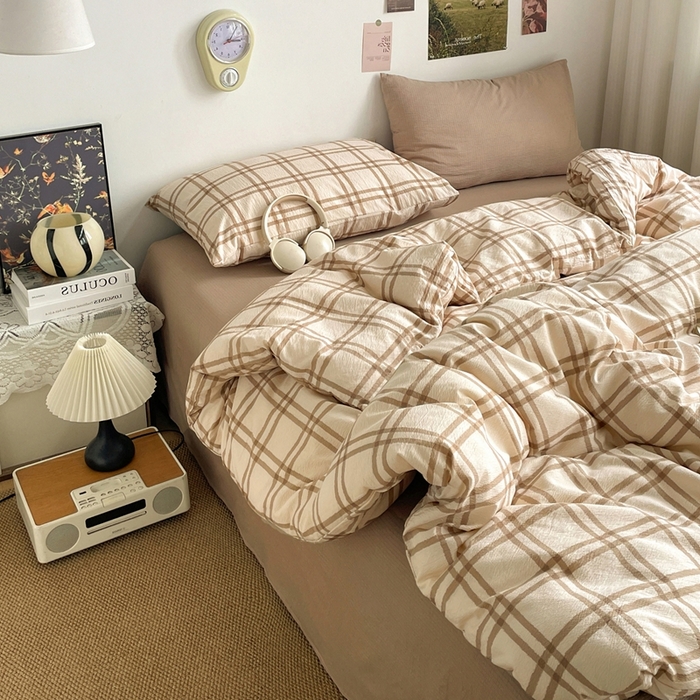 91家纺网 家纺一手货源 找家纺 （总）港岛妹妹 2026新款双层纱格条系列四件套