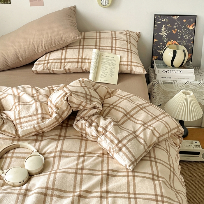 91家纺网 家纺一手货源 找家纺 （总）港岛妹妹 2026新款双层纱格条系列四件套