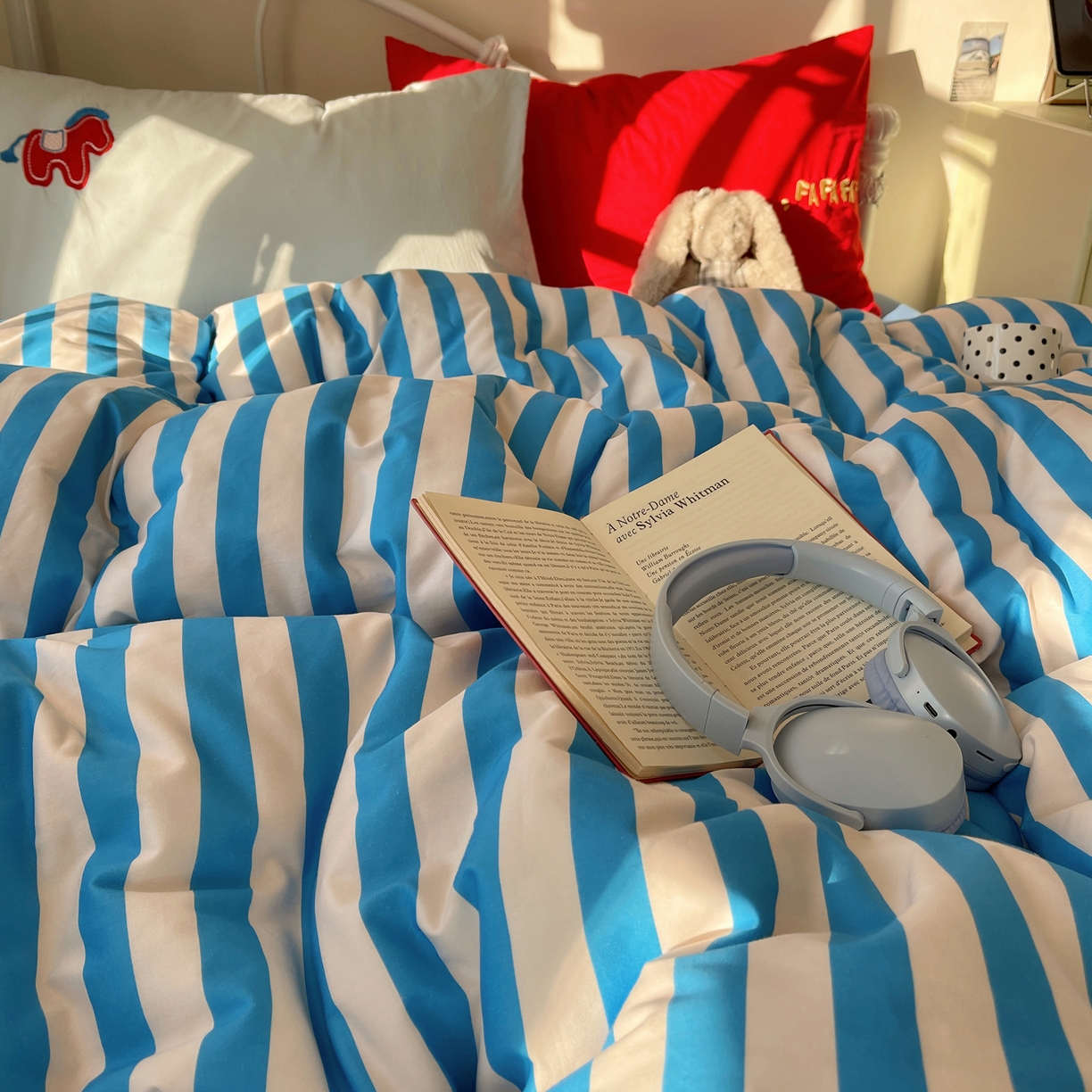 91家纺网 家纺一手货源 找家纺  轻奢坊 2026新年款水洗棉贴布绣四件套-旺福 发财马蓝条