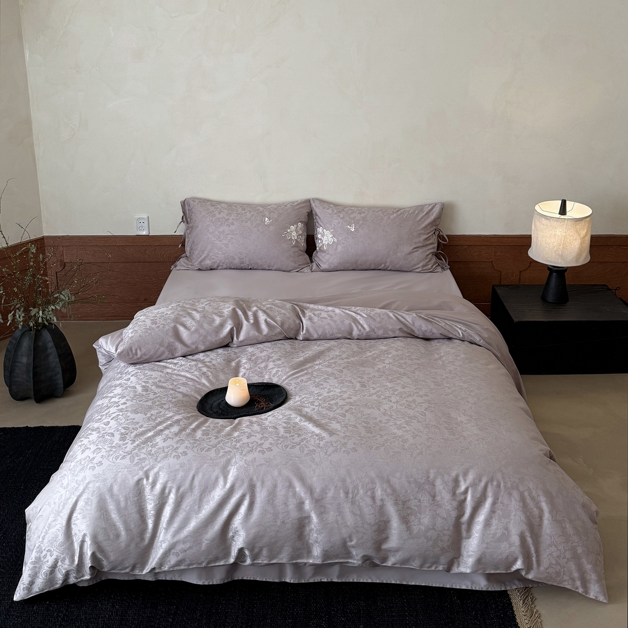 91家纺网 家纺一手货源 找家纺 （总）鹿班家居 2026春季新品100S长绒棉提花刺绣系列四件套-花栖 标准会员-20元