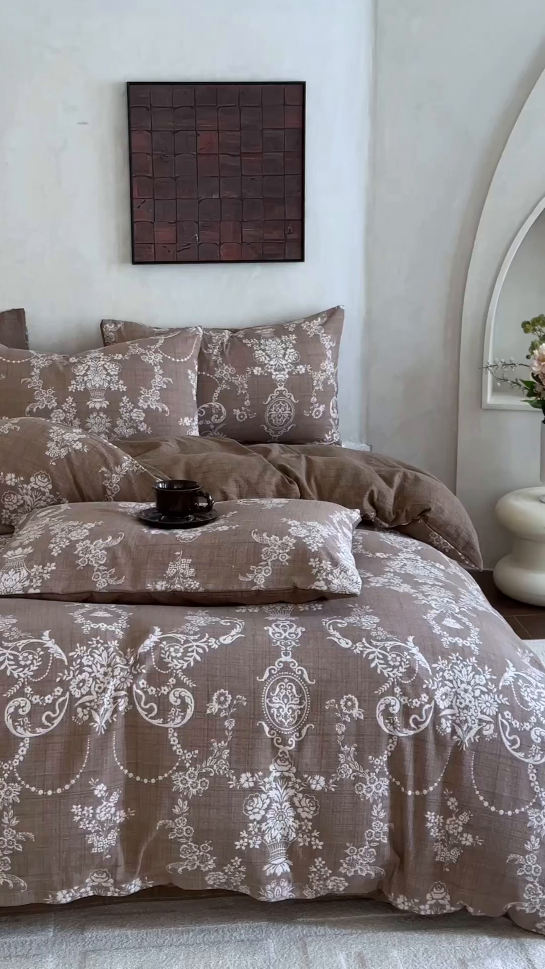 91家纺网 家纺一手货源 找家纺 （总）桔禾家纺 2026新款提花高克重原麻复古水洗亚麻皱皱纱印花四件套