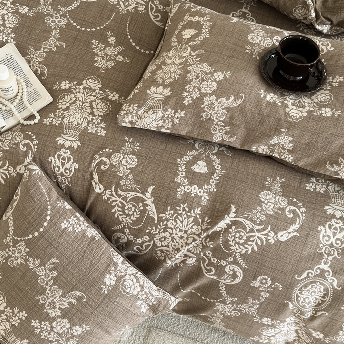 91家纺网 家纺一手货源 找家纺 桔禾家纺 2026新款提花高克重原麻复古水洗亚麻皱皱纱印花四件套 安岚