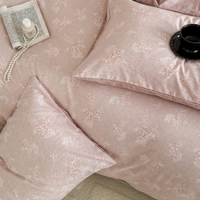 91家纺网 家纺一手货源 找家纺 桔禾家纺 2026新款提花高克重原麻复古水洗亚麻皱皱纱印花四件套 汐月