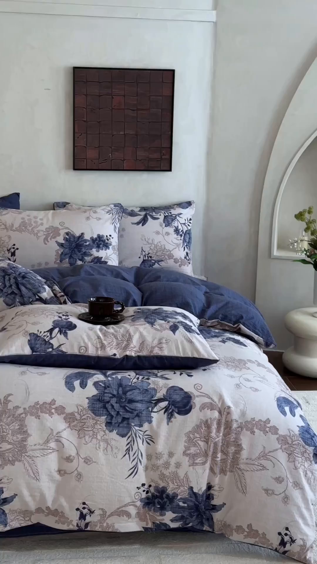 91家纺网 家纺一手货源 找家纺 桔禾家纺 2026新款提花高克重原麻复古水洗亚麻皱皱纱印花四件套 予花