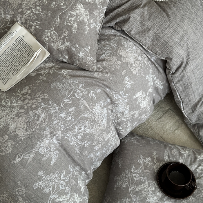 91家纺网 家纺一手货源 找家纺 桔禾家纺 2026新款提花高克重原麻复古水洗亚麻皱皱纱印花四件套 云润