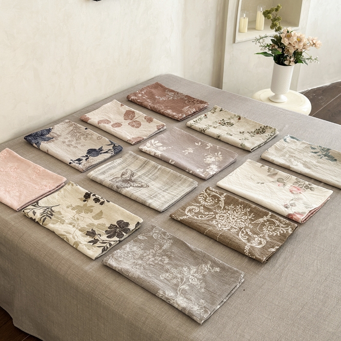 91家纺网 家纺一手货源 找家纺 桔禾家纺 2026新款提花高克重原麻复古水洗亚麻皱皱纱印花四件套 组合