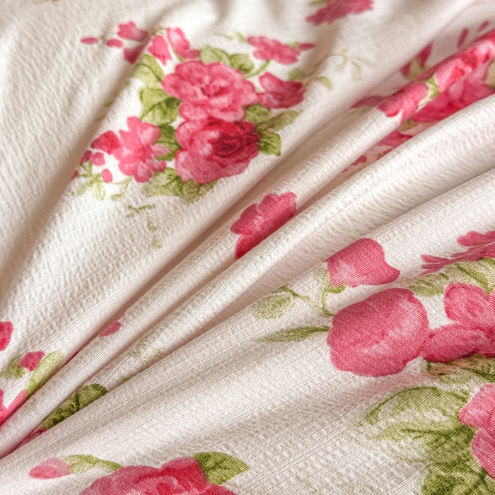 91家纺网 家纺一手货源 找家纺 贝凯瑞 2026仿棉皱皱纱双层纱木棉仿棉水洗棉喜庆浪漫大红四件套-盛世 盛世红菱