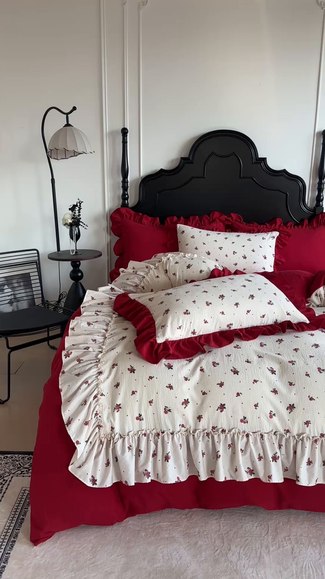 91家纺网 家纺一手货源 找家纺 贝凯瑞 2026仿棉皱皱纱双层纱木棉仿棉水洗棉喜庆浪漫大红四件套-盛世 盛世暖眠