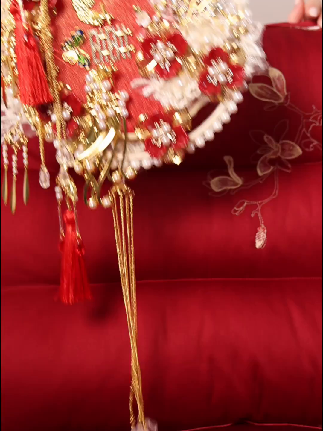 91家纺网 家纺一手货源 找家纺 昕科 2026新款玉兰喜事婚庆枕-大红婚庆喜庆枕芯刺绣结婚枕头 玉兰喜事-中枕/一只装