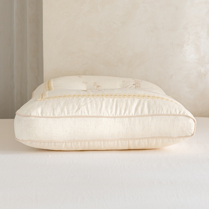 91家纺网 家纺一手货源 找家纺 昕科 2026新款亚麻蒲公英枕-棉麻枕芯刺绣亚麻枕头 亚麻蒲公英枕/一对装