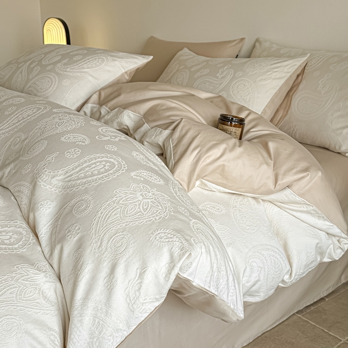 91家纺网 家纺一手货源 找家纺 （总）如一  2026新款60S全棉水洗提花立体厚织浮雕四件套