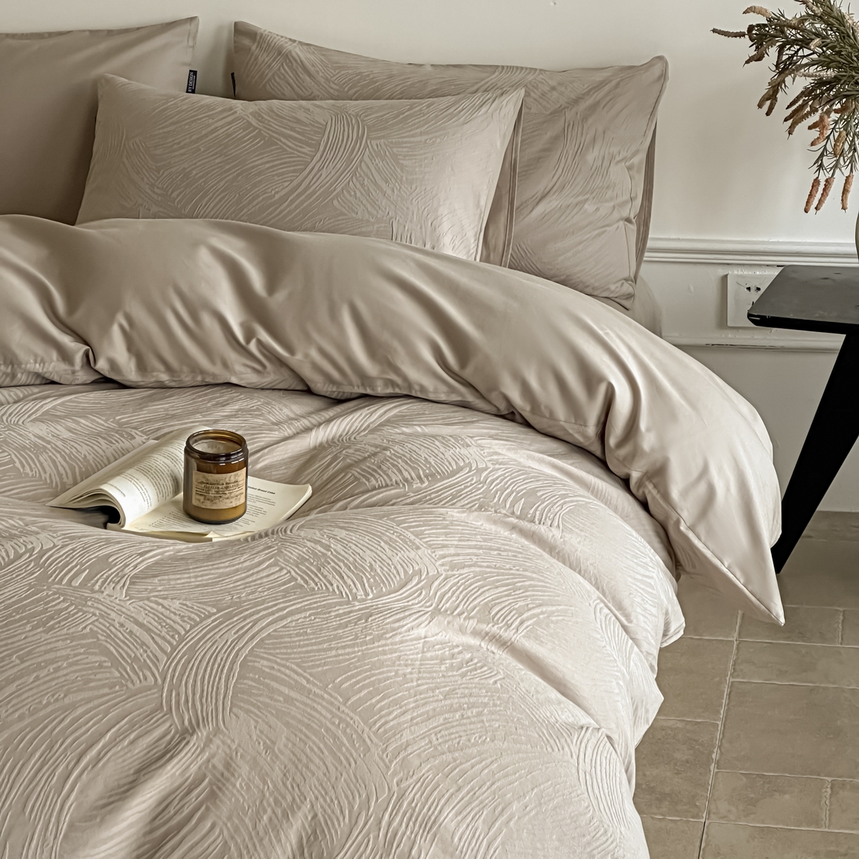 91家纺网 家纺一手货源 找家纺 （总）如一  2026新款60S全棉水洗提花立体厚织浮雕四件套