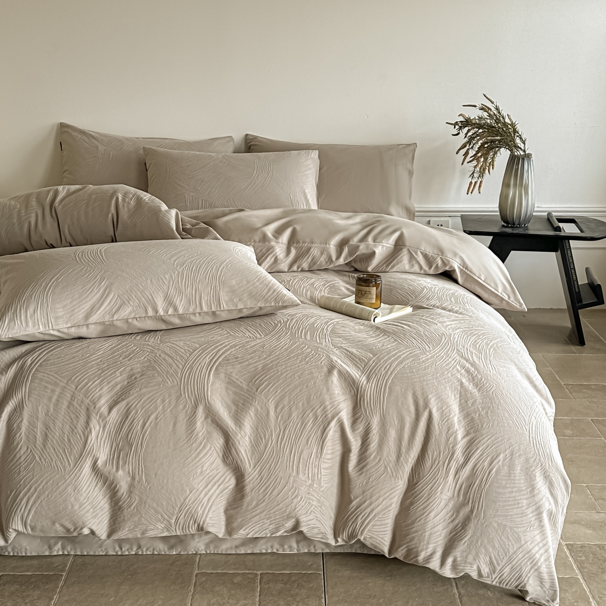 91家纺网 家纺一手货源 找家纺 （总）如一  2026新款60S全棉水洗提花立体厚织浮雕四件套