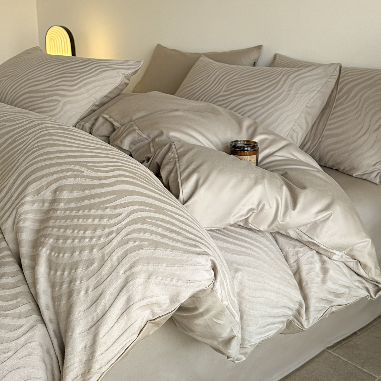 如一  2026新款60S全棉水洗提花立体厚织浮雕四件套 流年-金属灰