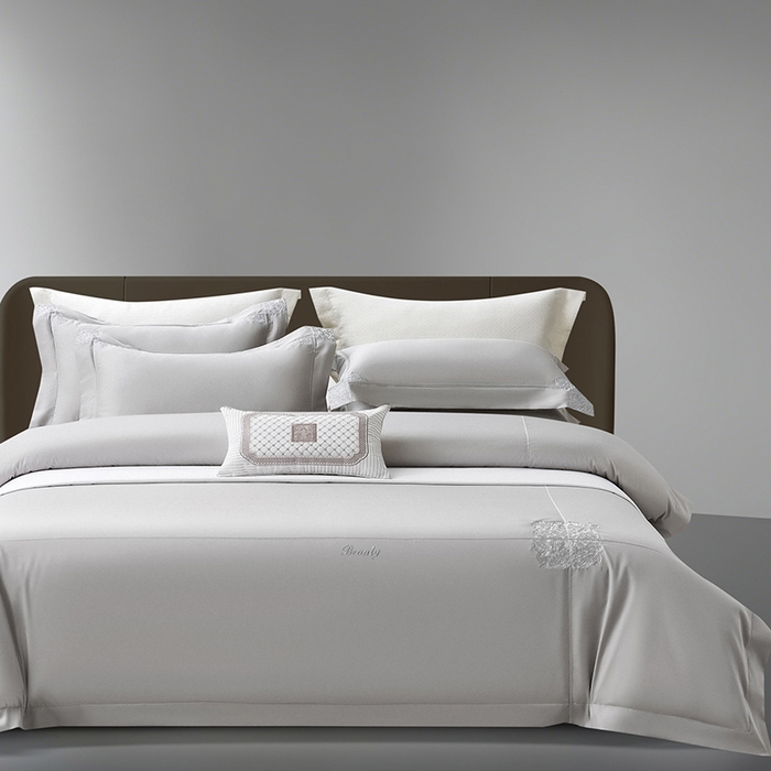 诗黛尔 2026春夏新款长绒棉刺绣纪凡希系列四件套 纪凡希 云雾灰