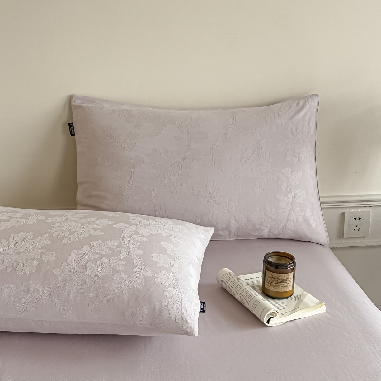 91家纺网 家纺一手货源 找家纺 如一  2026新款60S全棉水洗提花立体厚织浮雕四件套 香草-淡雅紫