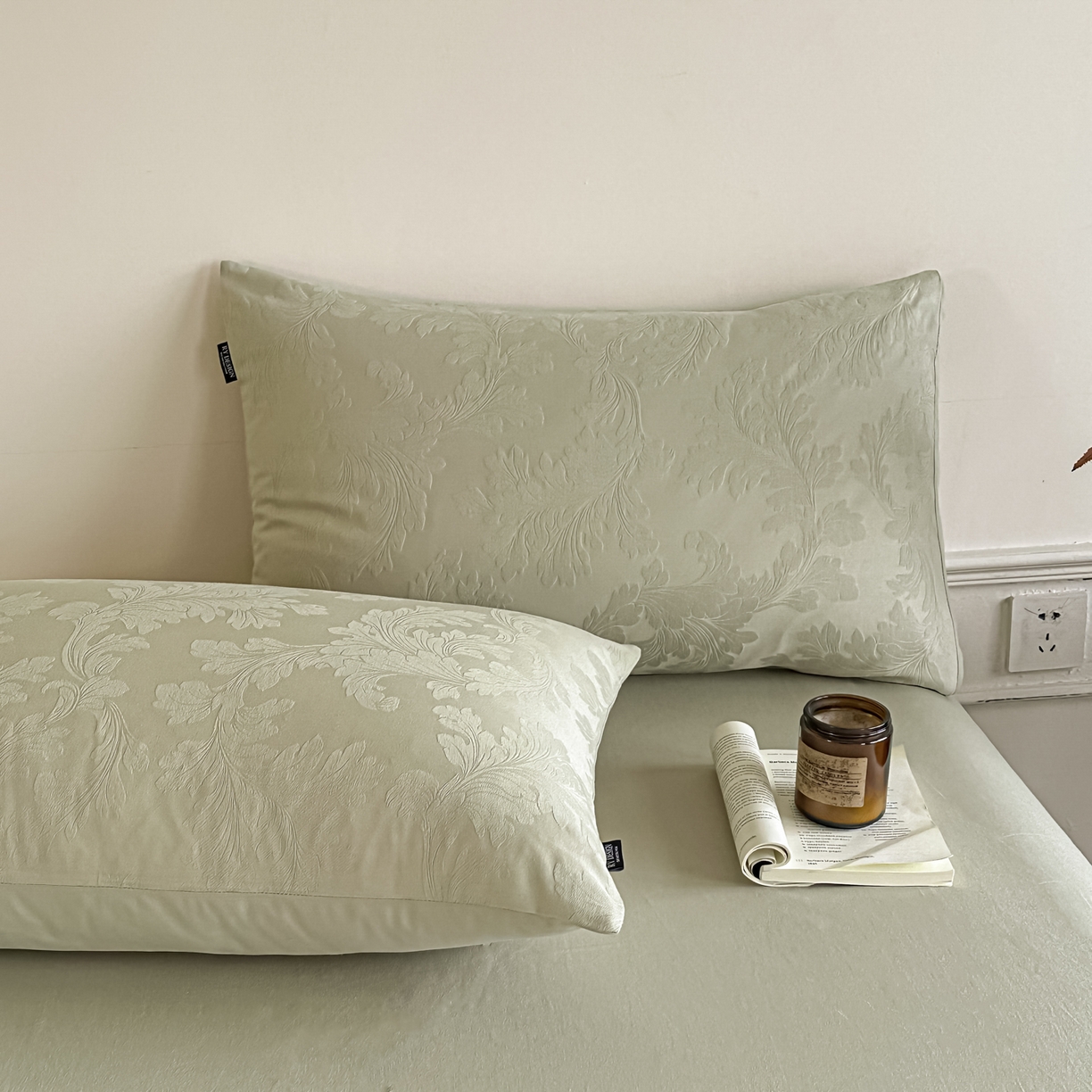 91家纺网 家纺一手货源 找家纺 如一  2026新款60S全棉水洗提花立体厚织浮雕四件套 香草-橄榄绿