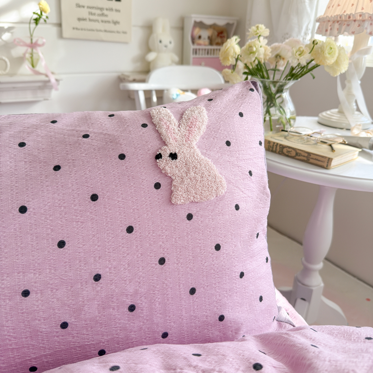 91家纺网 家纺一手货源 找家纺 卡斯诺家纺馆 2026新款皱皱棉双层纱毛巾绣四件套（下载文件包含买家秀） 时尚女孩