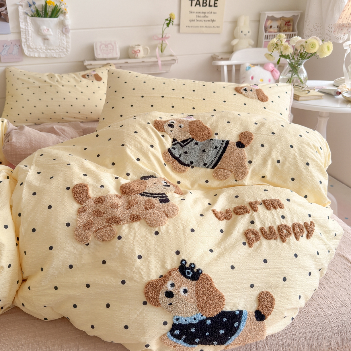 91家纺网 家纺一手货源 找家纺 （总）卡斯诺家纺馆 2026新款皱皱棉双层纱毛巾绣四件套（下载文件包含买家秀）