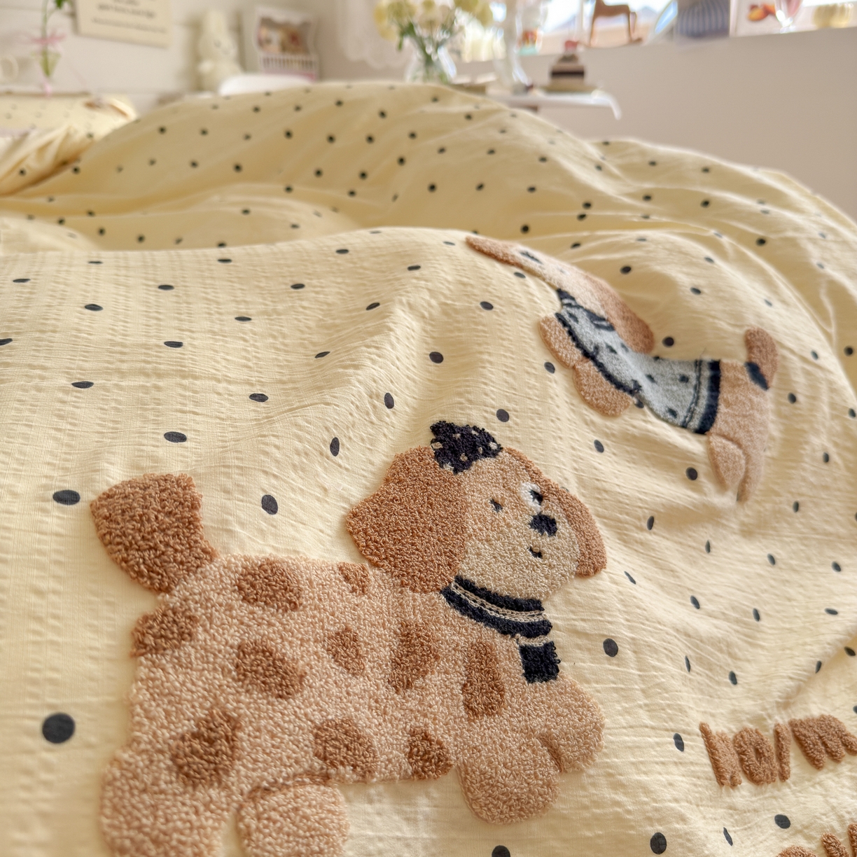 91家纺网 家纺一手货源 找家纺 （总）卡斯诺家纺馆 2026新款皱皱棉双层纱毛巾绣四件套（下载文件包含买家秀）