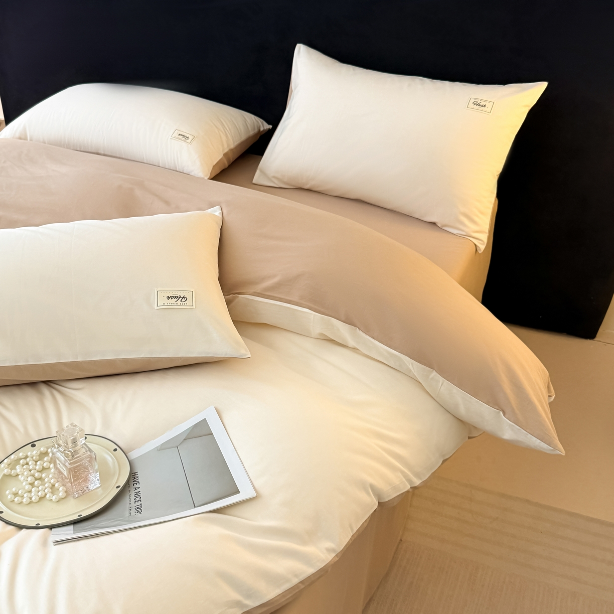 91家纺网 家纺一手货源 找家纺 （总）木子家纺 2026新款高支高密全棉纯棉双拼纯色四件套