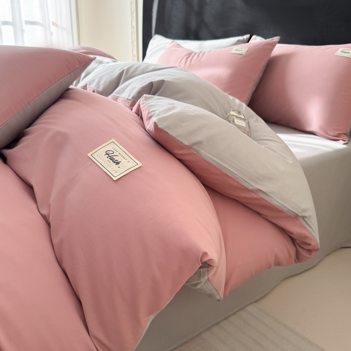 91家纺网 家纺一手货源 找家纺 （总）木子家纺 2026新款高支高密全棉纯棉双拼纯色四件套