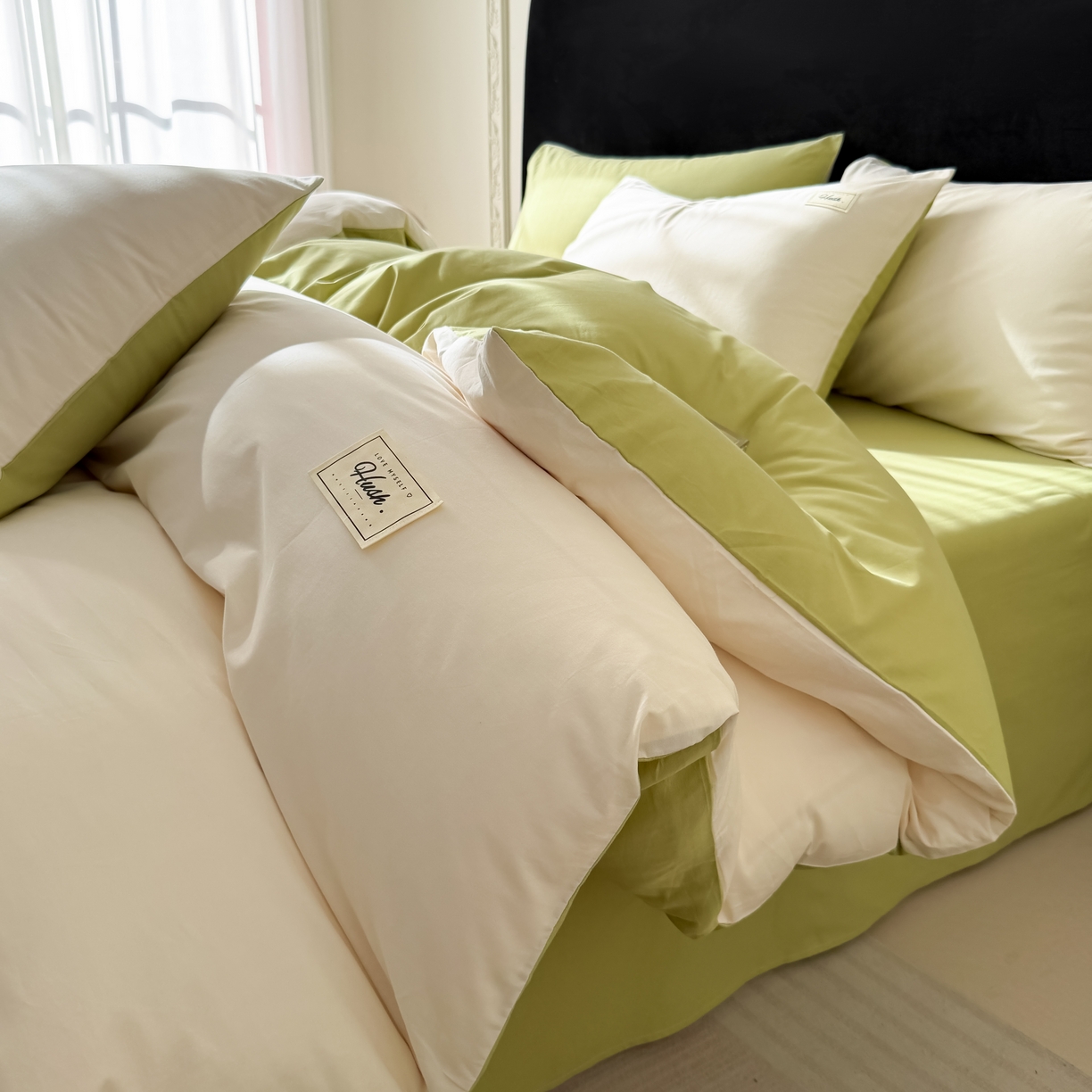 91家纺网 家纺一手货源 找家纺 （总）木子家纺 2026新款高支高密全棉纯棉双拼纯色四件套