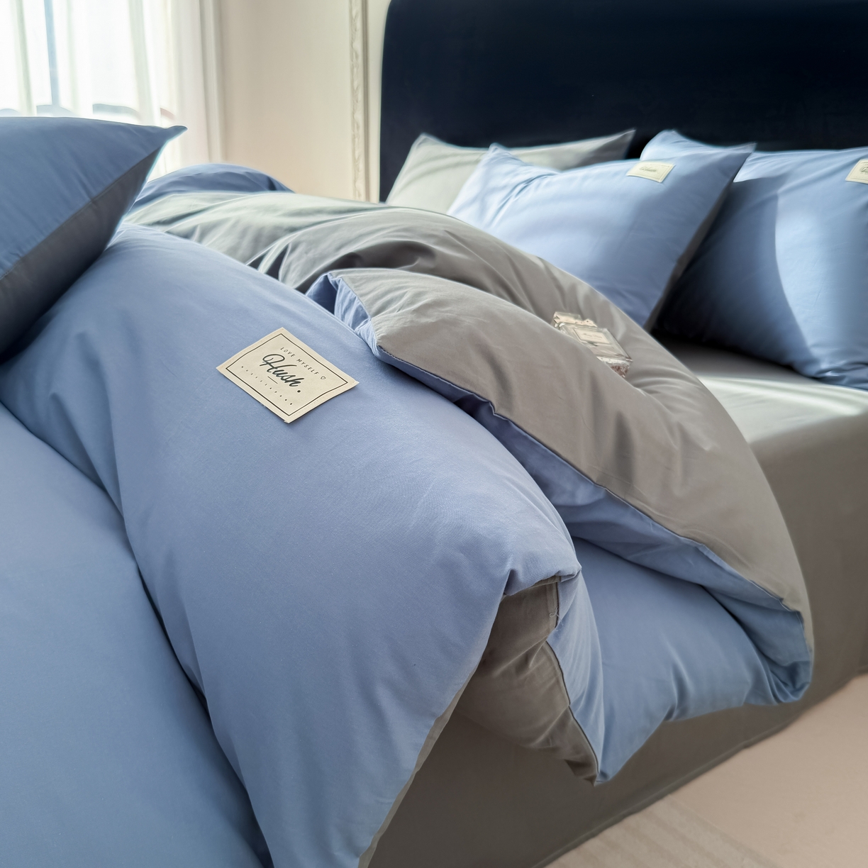 91家纺网 家纺一手货源 找家纺 （总）木子家纺 2026新款高支高密全棉纯棉双拼纯色四件套