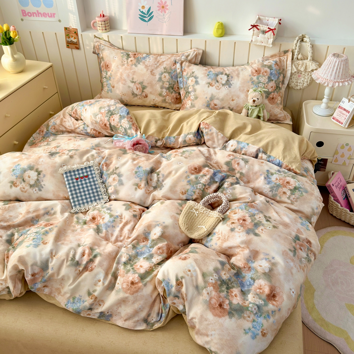 91家纺网 家纺一手货源 找家纺 （总）乐童家纺 2026新款全棉网红直播爆款吊边一字绣工艺款四件套-系列二