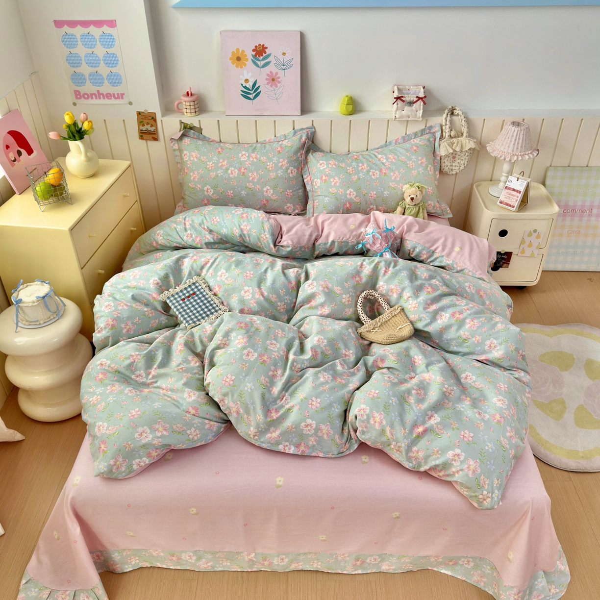 91家纺网 家纺一手货源 找家纺 （总）乐童家纺 2026新款全棉网红直播爆款吊边一字绣工艺款四件套-系列二