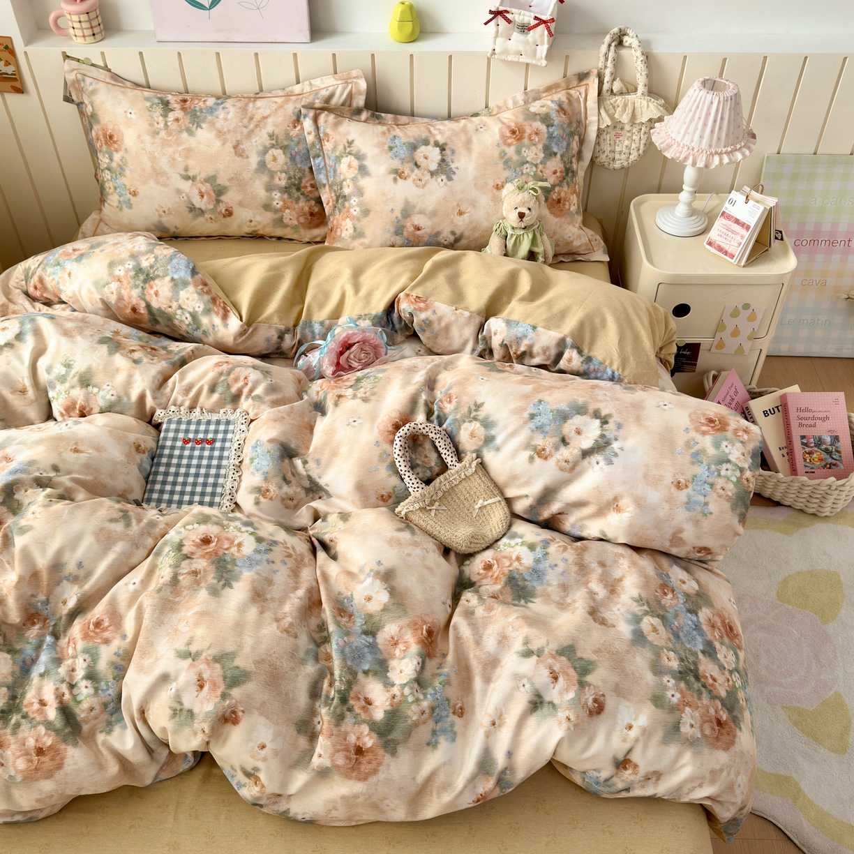 91家纺网 家纺一手货源 找家纺 乐童家纺 2026新款全棉网红直播爆款吊边一字绣工艺款四件套-系列二 锦绣园