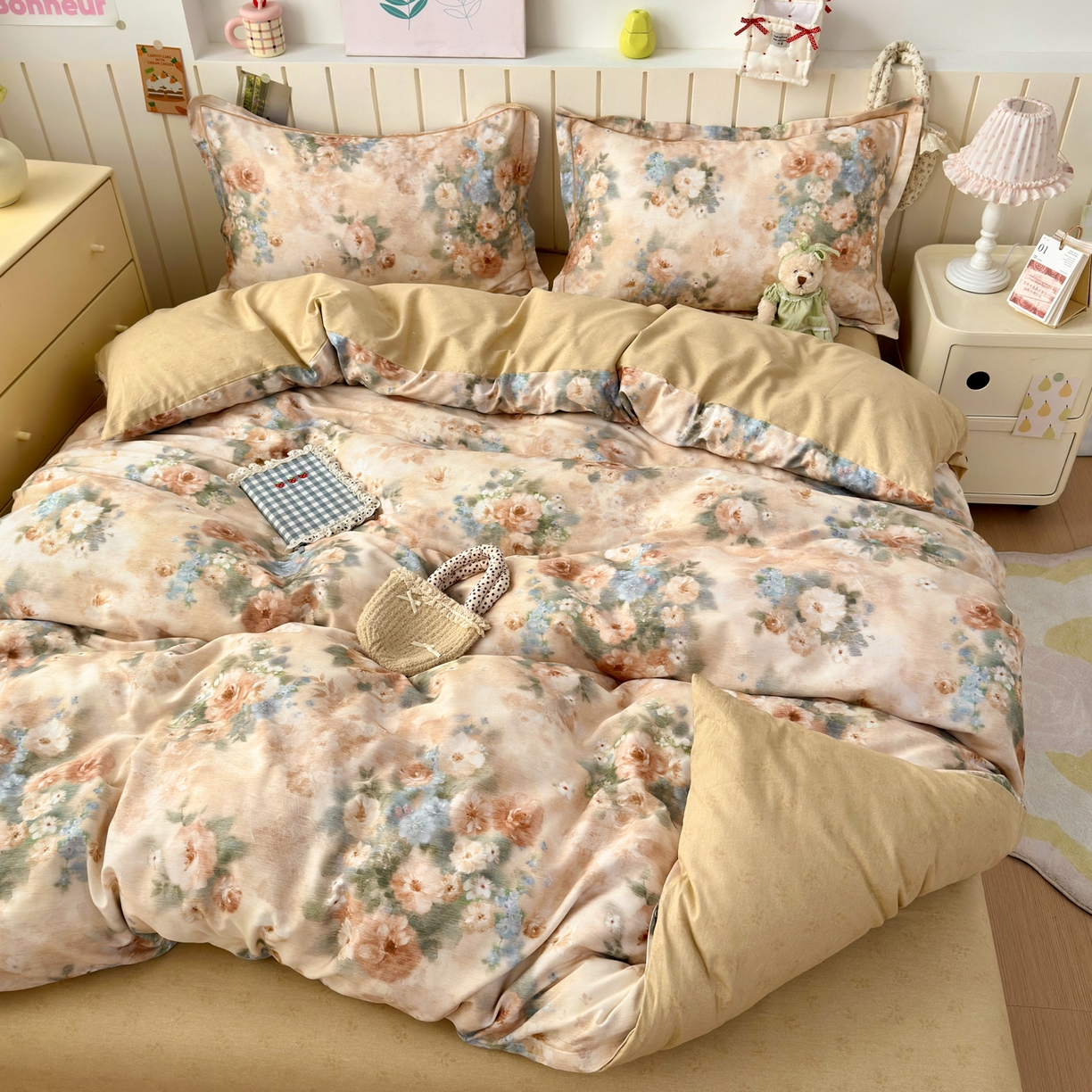 91家纺网 家纺一手货源 找家纺 乐童家纺 2026新款全棉网红直播爆款吊边一字绣工艺款四件套-系列二 锦绣园