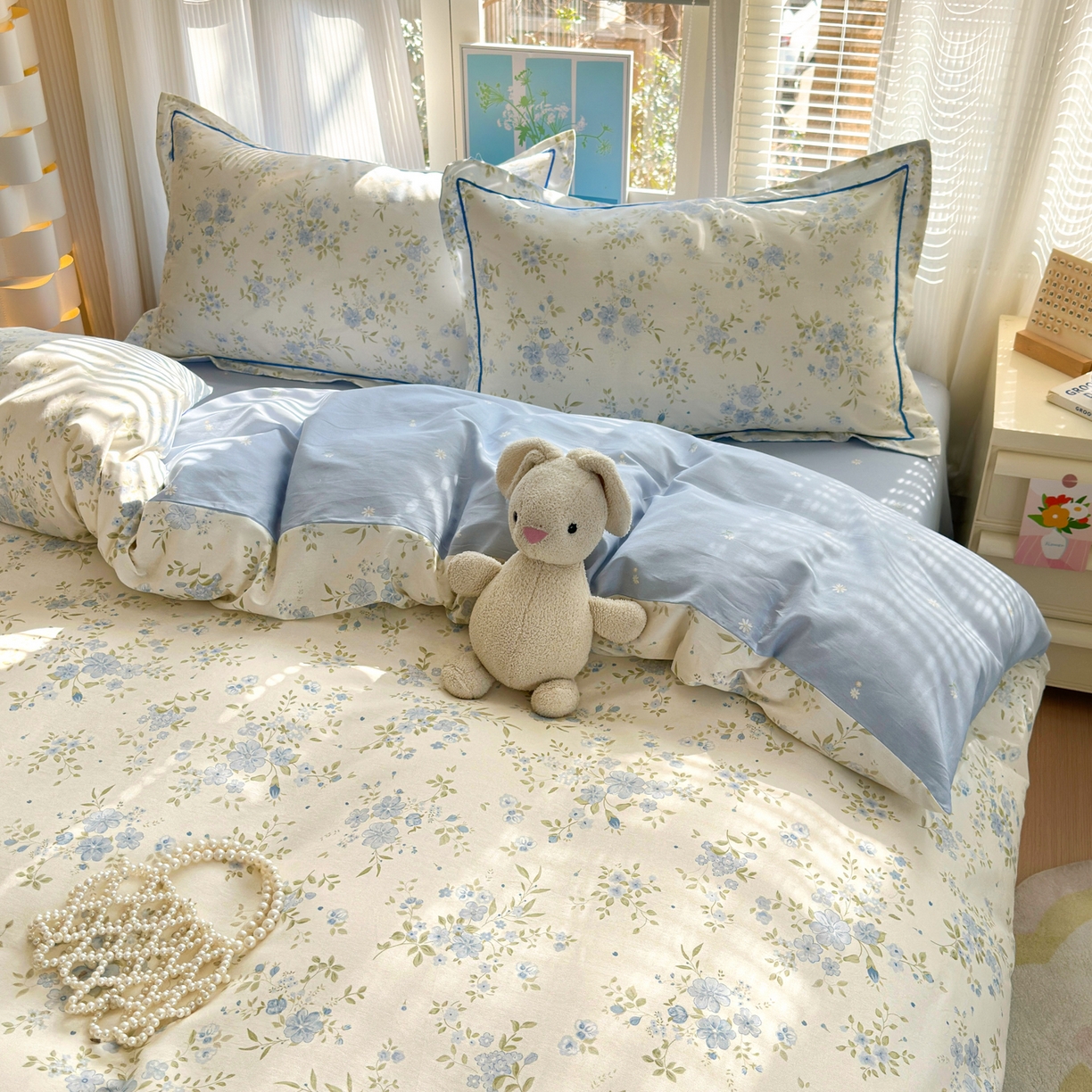 91家纺网 家纺一手货源 找家纺 乐童家纺 2026新款全棉网红直播爆款吊边一字绣工艺款四件套-系列二 苏林米兰