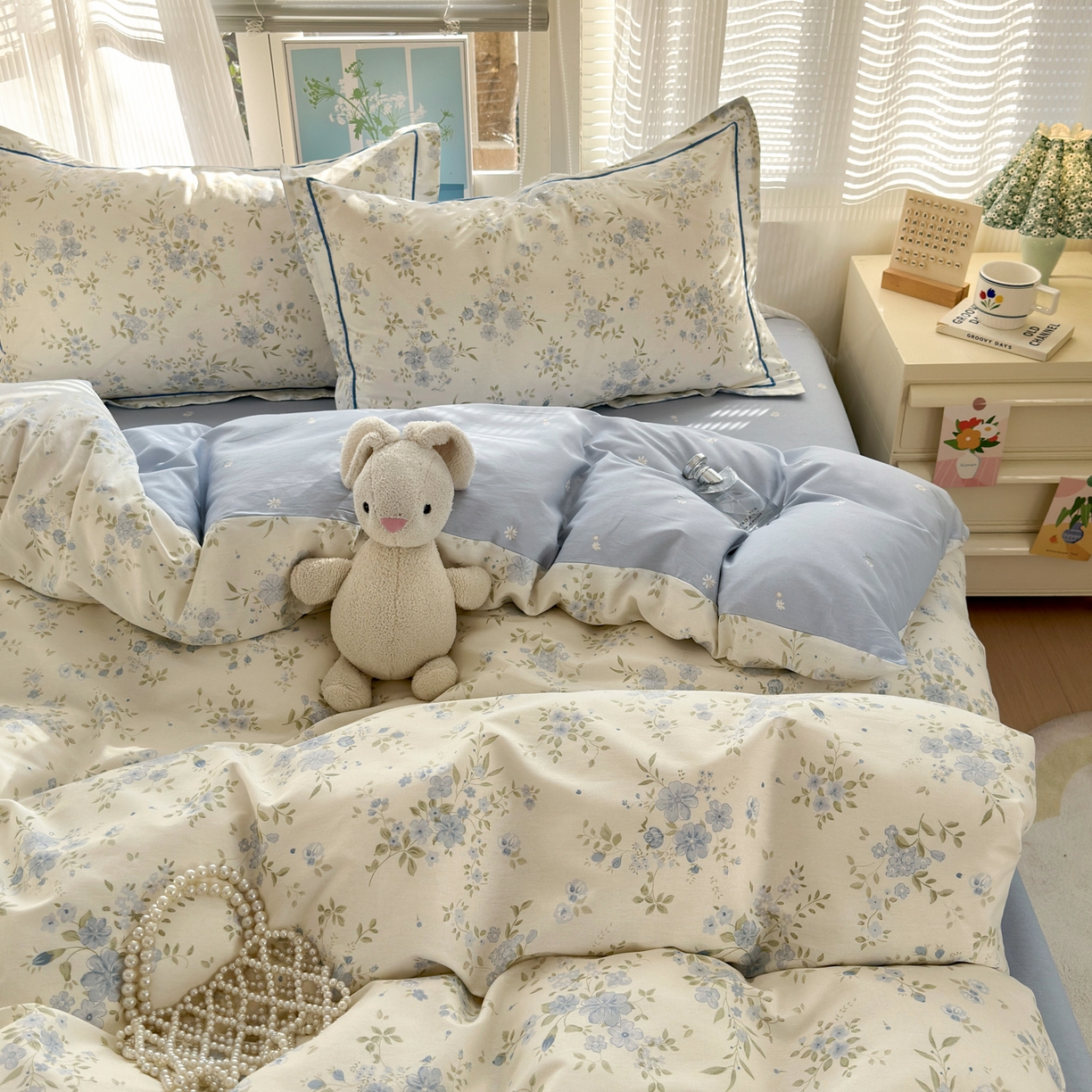 91家纺网 家纺一手货源 找家纺 乐童家纺 2026新款全棉网红直播爆款吊边一字绣工艺款四件套-系列二 苏林米兰