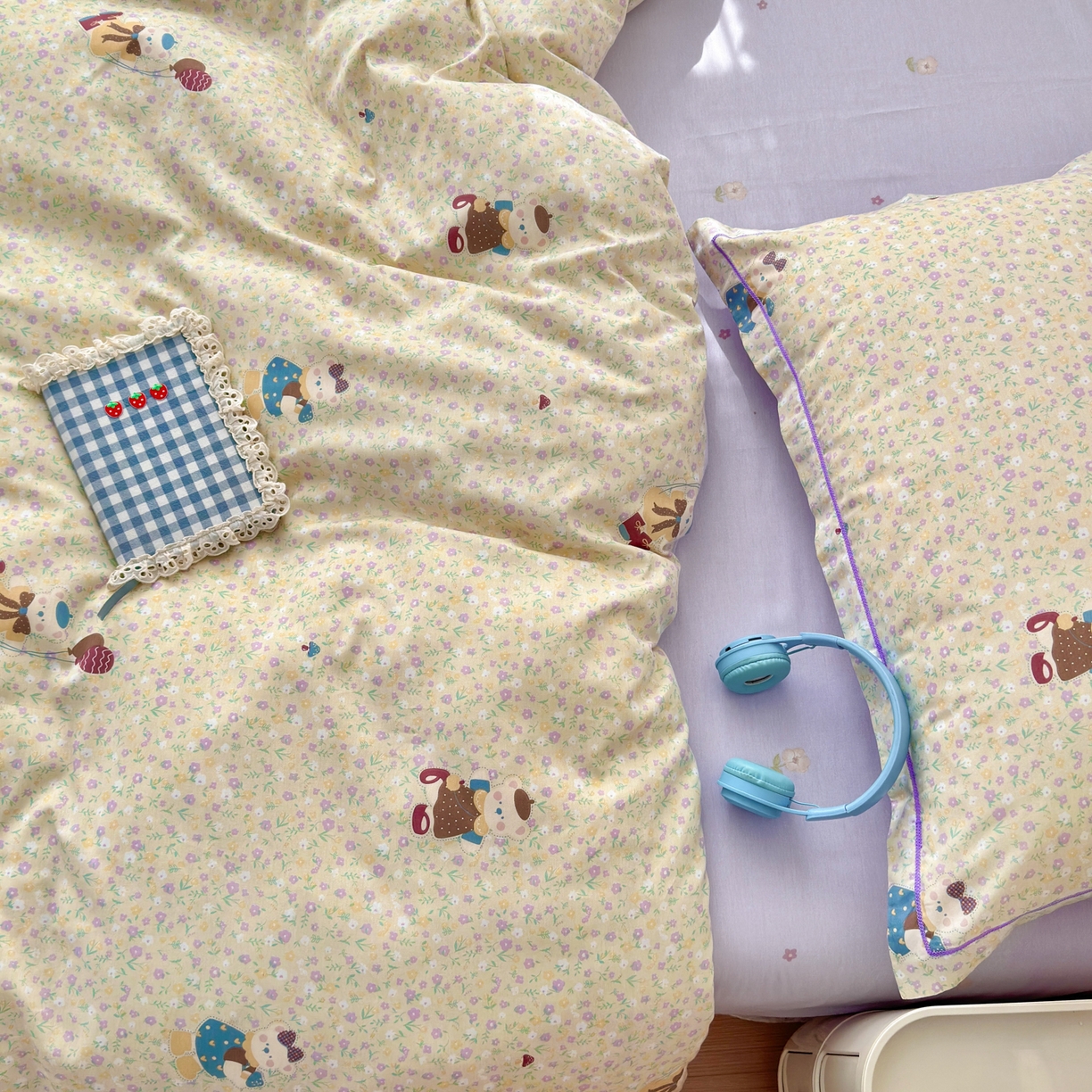 91家纺网 家纺一手货源 找家纺 乐童家纺 2026新款全棉网红直播爆款吊边一字绣工艺款四件套-系列二 碎花学院